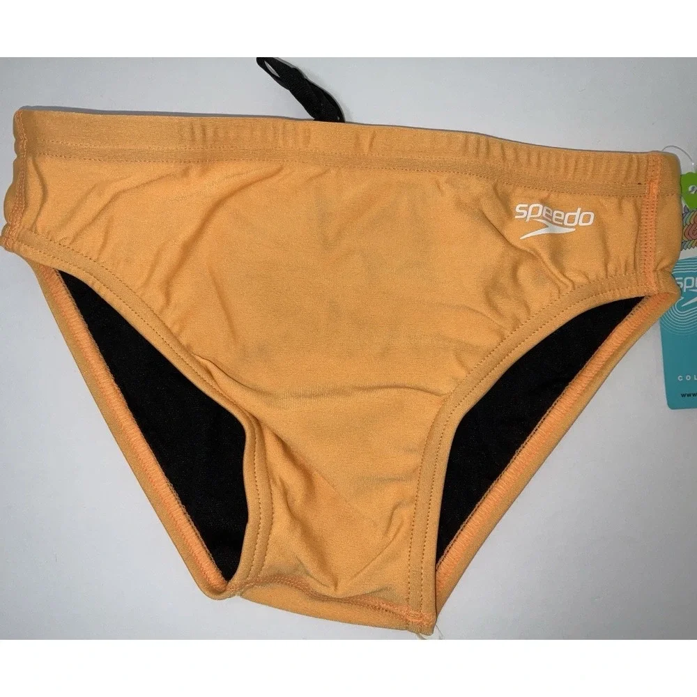 NWT Men's Speedo Vibe Collection Eco Endurance Brief Swim Trunks Orange Pop 28